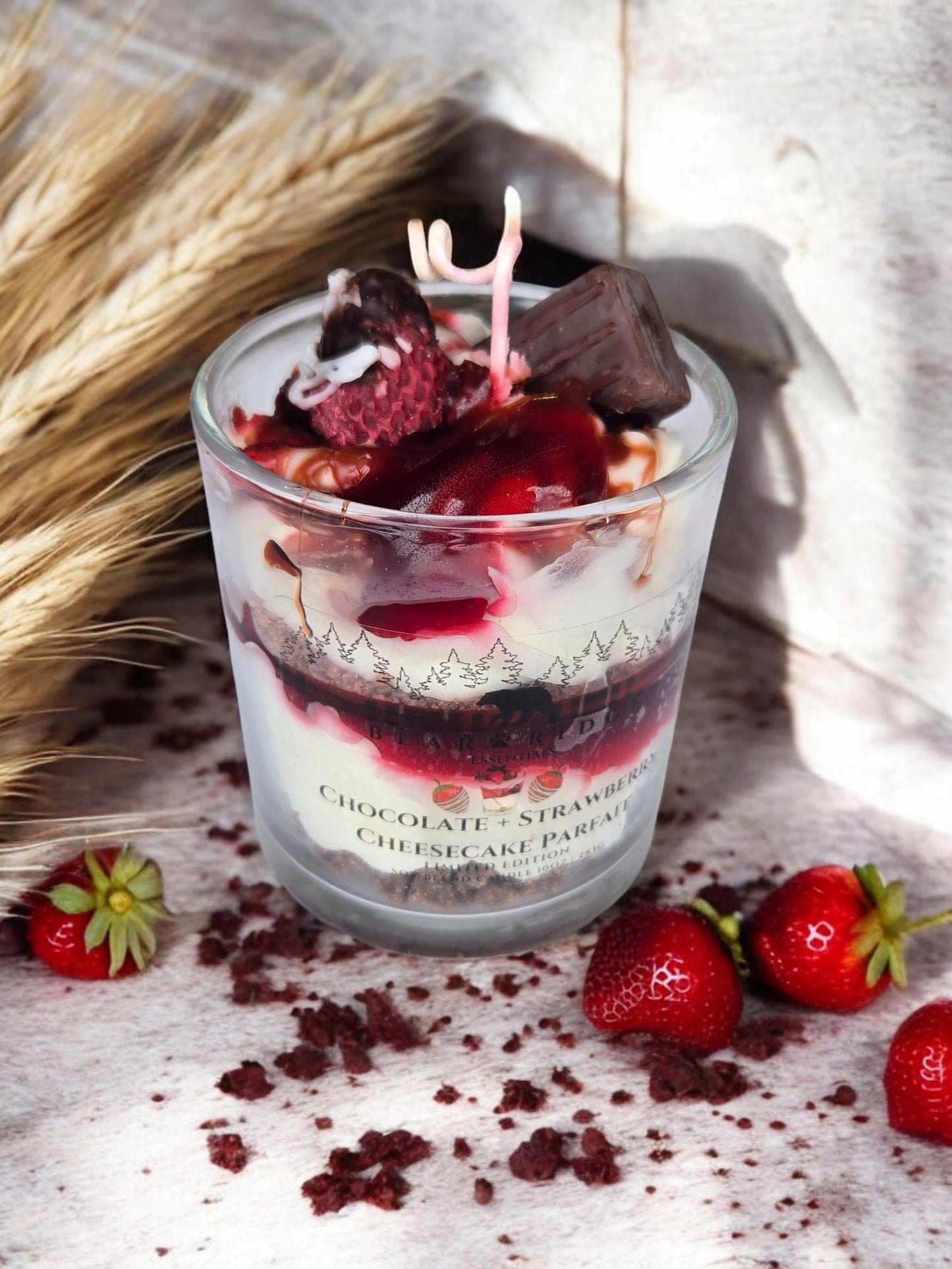 Chocolate + Strawberry Cheesecake Parfait Candle