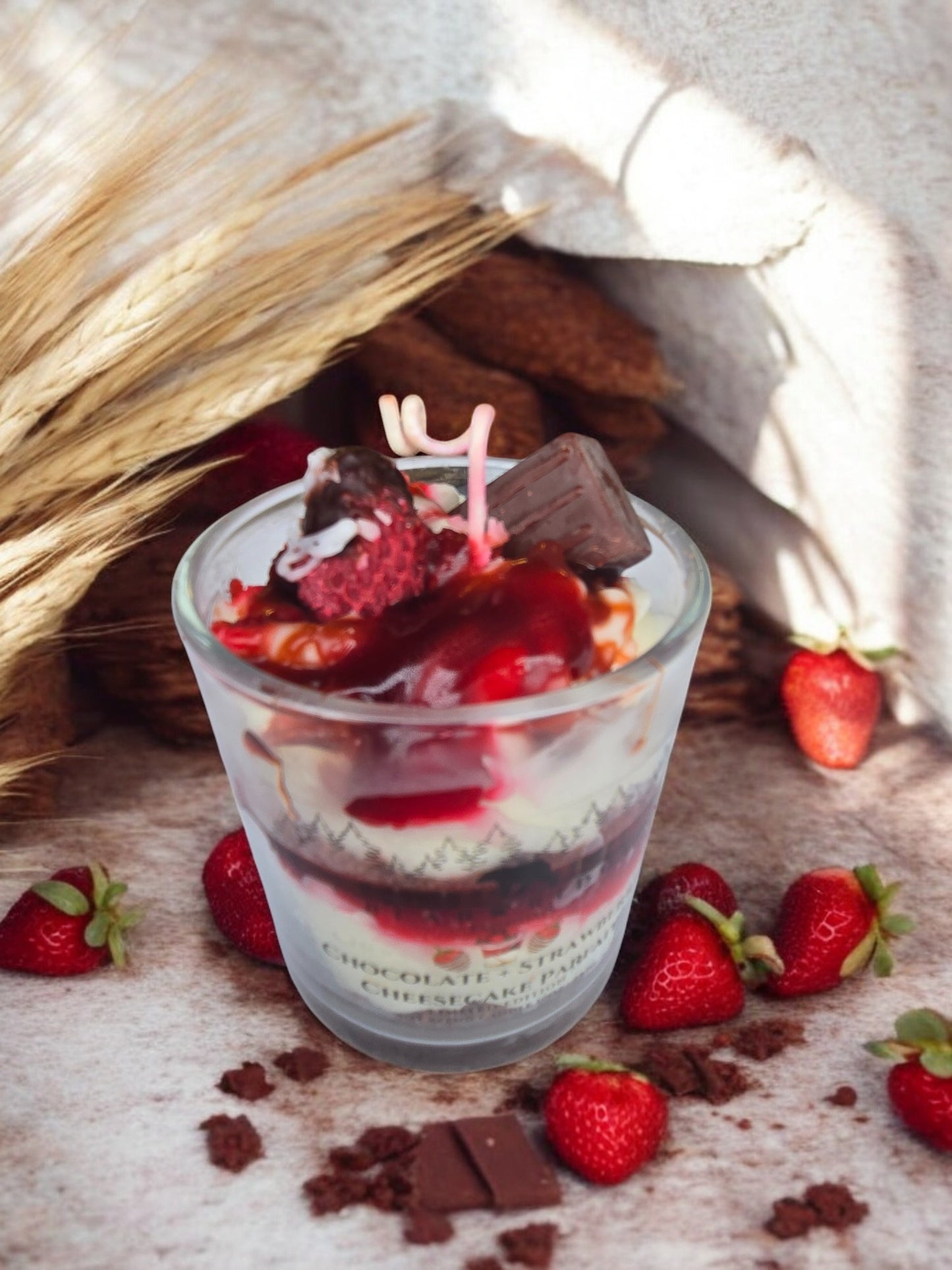 Chocolate + Strawberry Cheesecake Parfait Candle