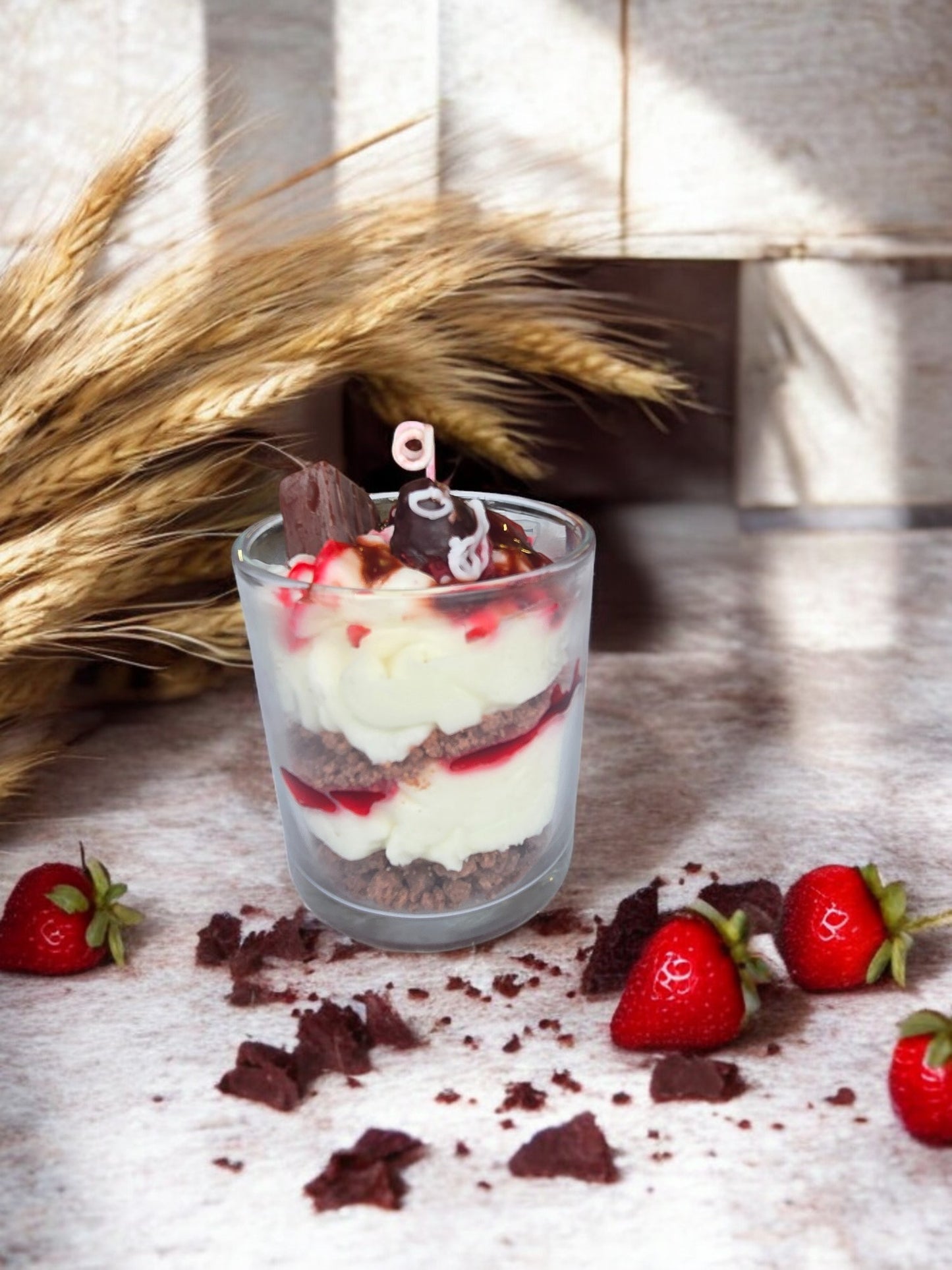 Chocolate + Strawberry Cheesecake Parfait Candle