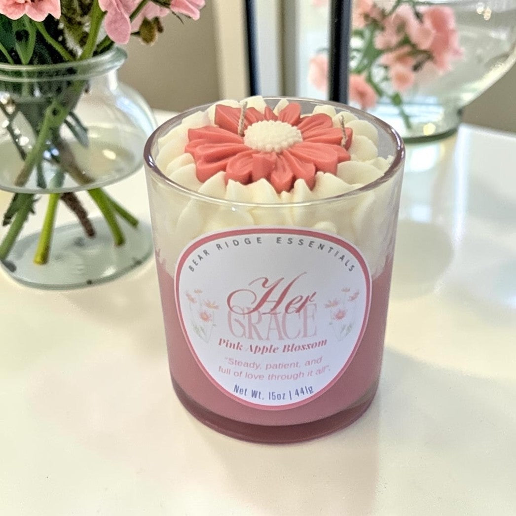 "Her Grace" Pink Apple Blossom Signature Deluxe Candle