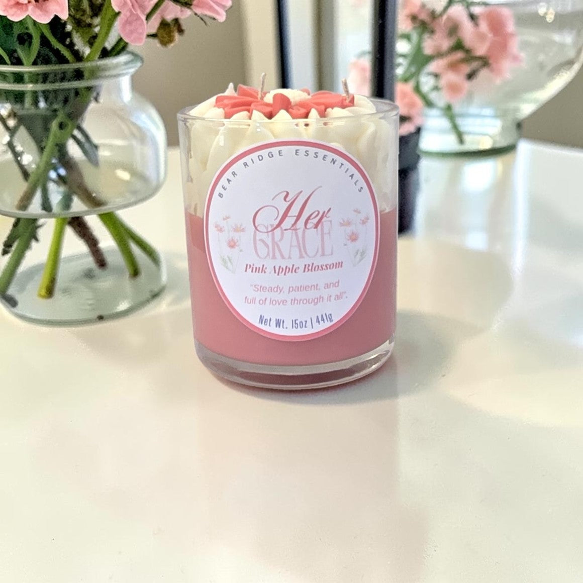 "Her Grace" Pink Apple Blossom Signature Deluxe Candle