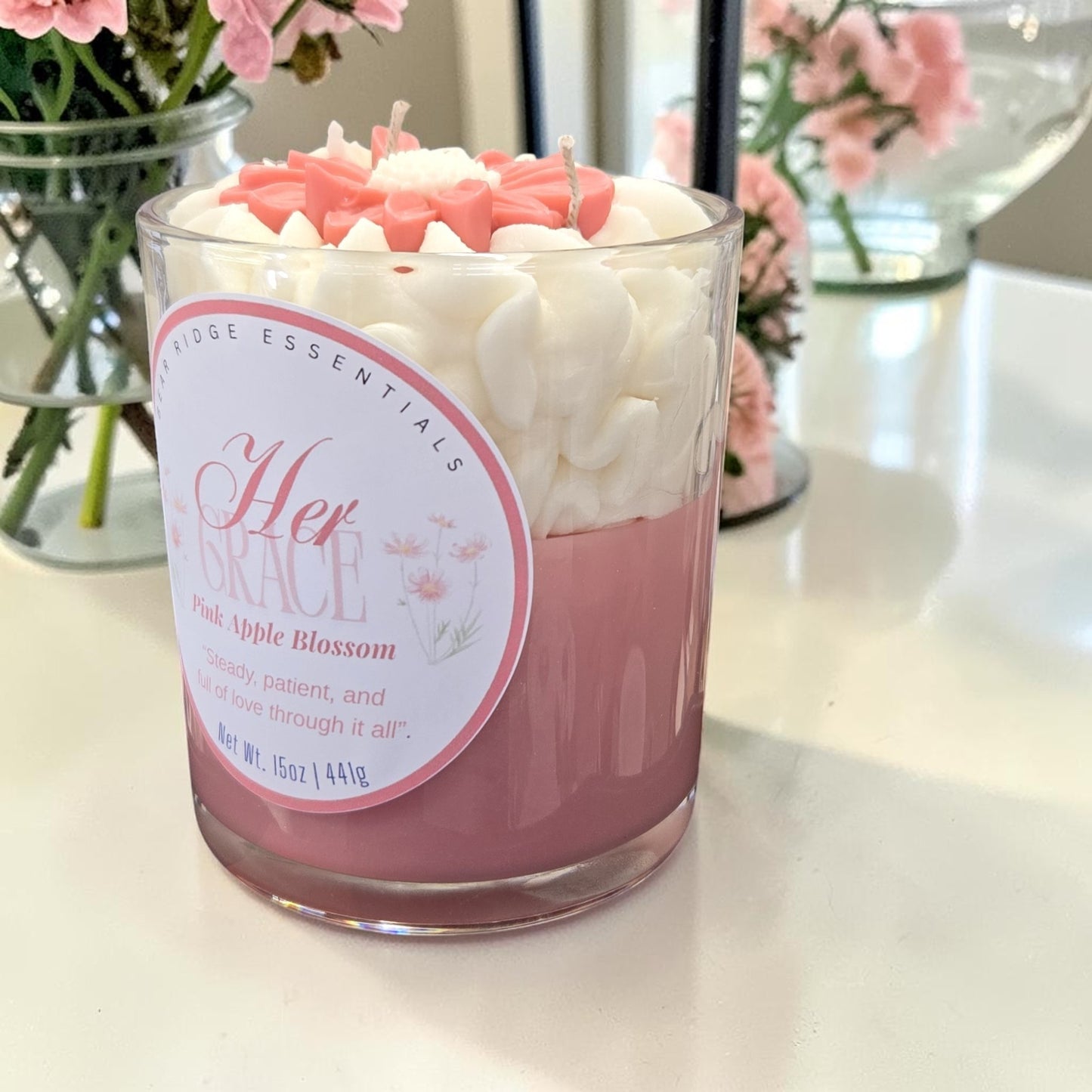 "Her Grace" Pink Apple Blossom Signature Deluxe Candle