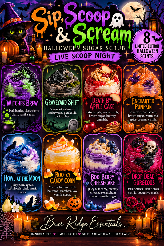 Halloween Themed Whipped Sugar Scrubs (Scooped Live on TikTok) -Sip, Scoop & Scream