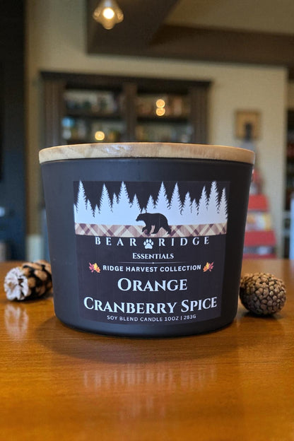 Orange Cranberry Spice 10 oz 3 Wick Soy Candle \
