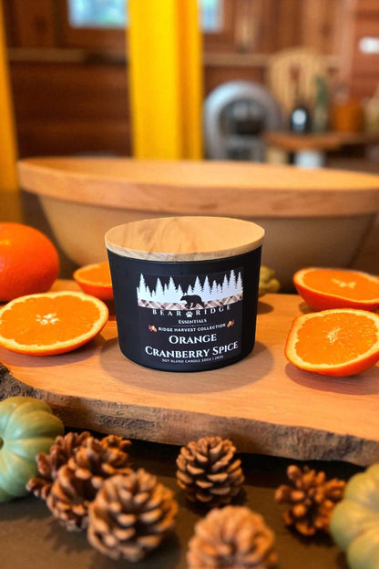 Orange Cranberry Spice 10 oz 3 Wick Soy Candle \